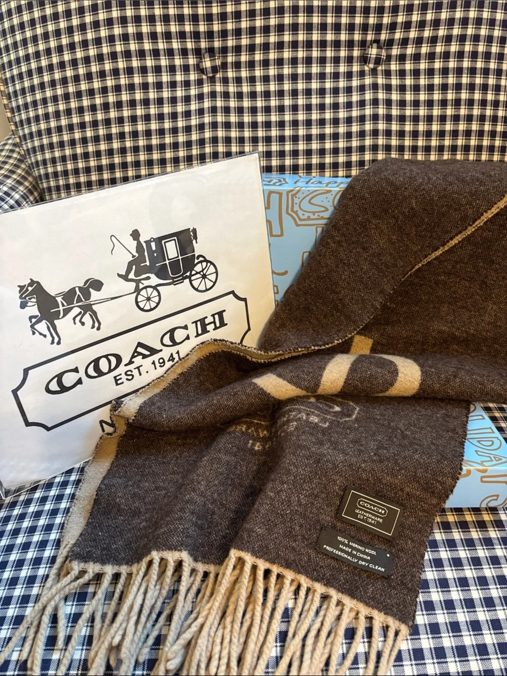 Coach Branded oversized muffler Scarf 100% merino wool